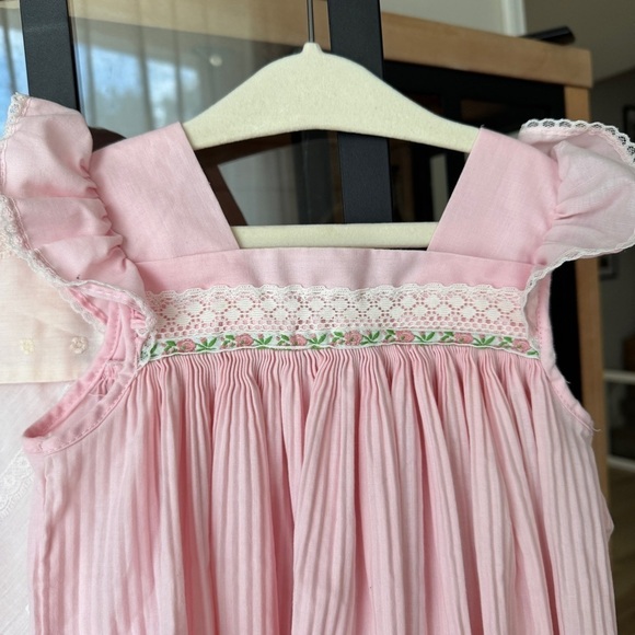 Vintage 1970s Dress Bundle toddler girl pleated embroidered lace ruffle collar - Picture 3 of 13